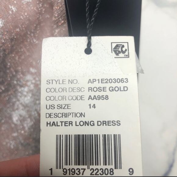 Women’s Formal Dress Size 14 Adrianna Papell Blush Pink Metallic Evening Gown - Picture 8 of 11